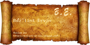 Bálint Ervin névjegykártya