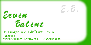 ervin balint business card